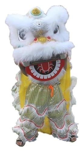 KEuLen Löwen-Tanz-Kostüm, Löwen-Tanz-Maskottchen-Kostüm, Löwentanzkopf-Performance Löwentanzkostüm for Outdoor-Sportarten Seidendrachentanz Traditionelle Festivals(White) von KEuLen