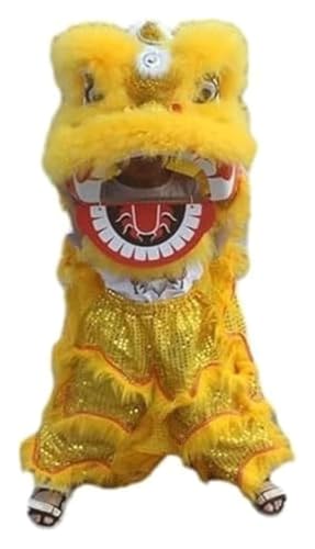 KEuLen Löwen-Tanz-Kostüm, Löwen-Tanz-Maskottchen-Kostüm, Löwentanzkopf-Performance Löwentanzkostüm for Outdoor-Sportarten Seidendrachentanz Traditionelle Festivals(Yellow) von KEuLen