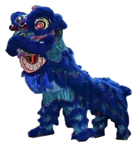 KEuLen Löwen-Tanz-Kostüm, Löwen-Tanz-Maskottchen-Kostüm, Outdoor-Sportarten Löwentanz Chinesischer Drachentanz Requisiten for Zwei Erwachsene(Blue) von KEuLen