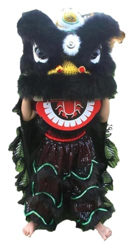 KEuLen Löwen-Tanz-Kostüm, Löwen-Tanz-Maskottchen-Kostüm, Performance-Löwentanzkostüm for Outdoor-Sportarten, Seidendrachentanz for Frühlingsfestpartys(Black) von KEuLen