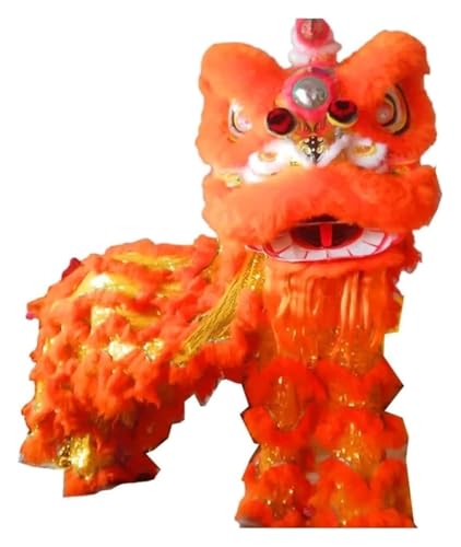 KEuLen Löwen-Tanz-Kostüm, Löwen-Tanz-Maskottchen-Kostüm, Traditioneller Löwentanzkopf, Löwentanzkostüm, chinesische Outdoor-Sportarten(Orange) von KEuLen