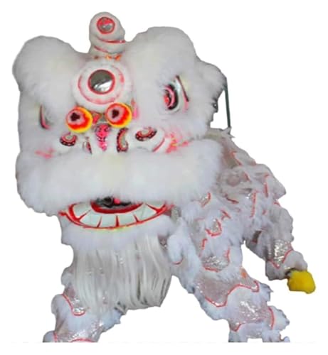 KEuLen Löwen-Tanz-Kostüm, Löwen-Tanz-Maskottchen-Kostüm, Traditioneller Löwentanzkopf, Löwentanzkostüm, chinesische Outdoor-Sportarten(White) von KEuLen
