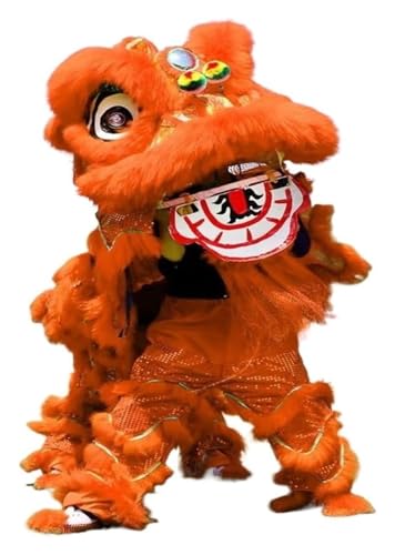 KEuLen Löwen-Tanz-Kostüm, Löwen-Tanz-Maskottchen-Kostüm, Traditioneller Löwentanzkopf, handgefertigtes Löwentanzkostüm for die Frühlingsfestparty(Orange) von KEuLen