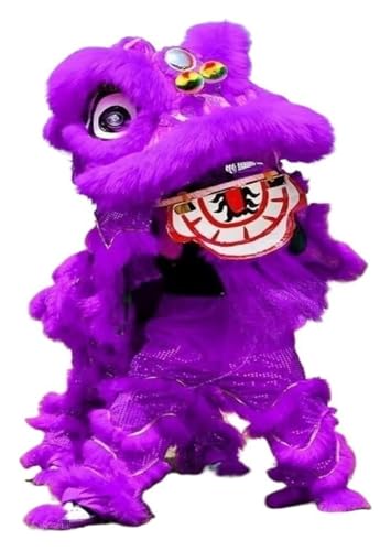 KEuLen Löwen-Tanz-Kostüm, Löwen-Tanz-Maskottchen-Kostüm, Traditioneller Löwentanzkopf, handgefertigtes Löwentanzkostüm for die Frühlingsfestparty(Purple) von KEuLen