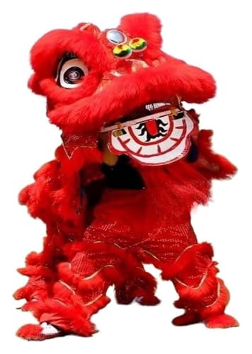 KEuLen Löwen-Tanz-Kostüm, Löwen-Tanz-Maskottchen-Kostüm, Traditioneller Löwentanzkopf, handgefertigtes Löwentanzkostüm for die Frühlingsfestparty(Red) von KEuLen