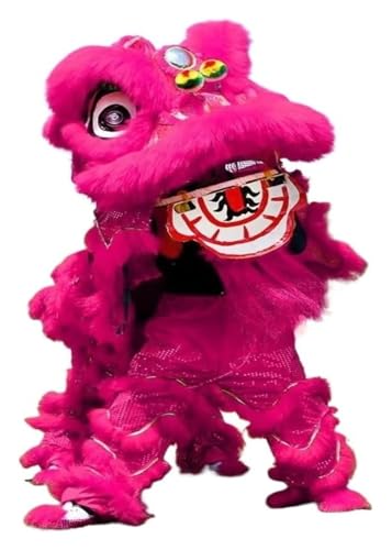 KEuLen Löwen-Tanz-Kostüm, Löwen-Tanz-Maskottchen-Kostüm, Traditioneller Löwentanzkopf, handgefertigtes Löwentanzkostüm for die Frühlingsfestparty(Rose red) von KEuLen
