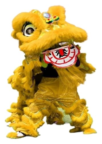 KEuLen Löwen-Tanz-Kostüm, Löwen-Tanz-Maskottchen-Kostüm, Traditioneller Löwentanzkopf, handgefertigtes Löwentanzkostüm for die Frühlingsfestparty(Yellow) von KEuLen