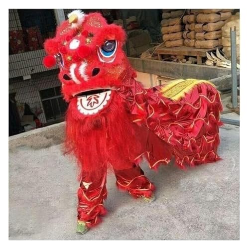 KEuLen Löwen-Tanz-Kostüm, Löwen-Tanz-Maskottchen-Kostüm, Volkskunst-Löwentanzkostüm und Hosen-Party-Aufführung im Freien, Parade for traditionelle Festivals(Red) von KEuLen