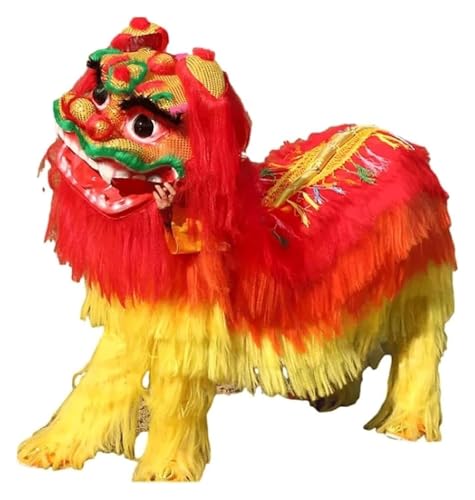 Löwen-Tanz-Kostüm, Löwen-Tanz-Maskottchen-Kostüm, Leistung Drachentanz Löwentanz Requisiten Löwenkopf Tanzkostüm Traditionelle Feste(A) von KEuLen