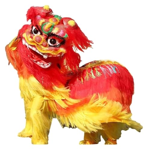 Löwen-Tanz-Kostüm, Löwen-Tanz-Maskottchen-Kostüm, Leistung Drachentanz Löwentanz Requisiten Löwenkopf Tanzkostüm Traditionelle Feste(C) von KEuLen