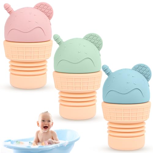 Baby-Badespielzeug für Kleinkinder 1-3 | Kinder Badespielzeug für 1+ Jahr alt | Badewannenspielzeug für Kleinkinder im Alter von 1 2 3 | Interessantes Ice Cream Design - BPA-freiem Silikon von KFDDRN