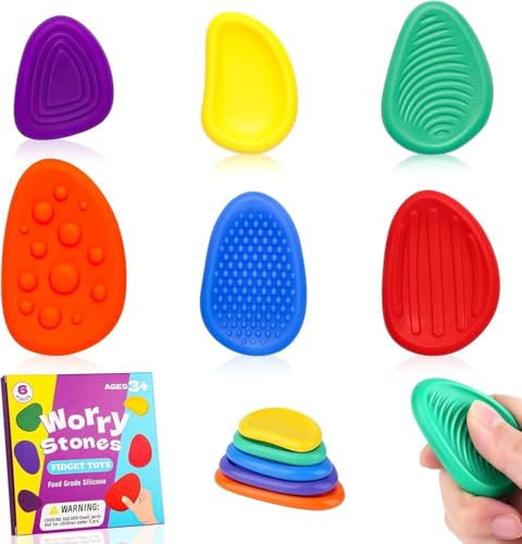 Fidget Toys Sensory Stones, 6 Stück Stressabbau Spielzeug, Sensorik-Spielzeug für Kinder Erwachsene, für Stress, Angst, Adhs & Autismus Fidget Toys Sensory Stones, 6 Stück Stressabbau Spielzeug, Sensorik-Spielzeug für Kinder Erwachsene, für Stress, Angst, Adhs & Autismus von KFDDRN