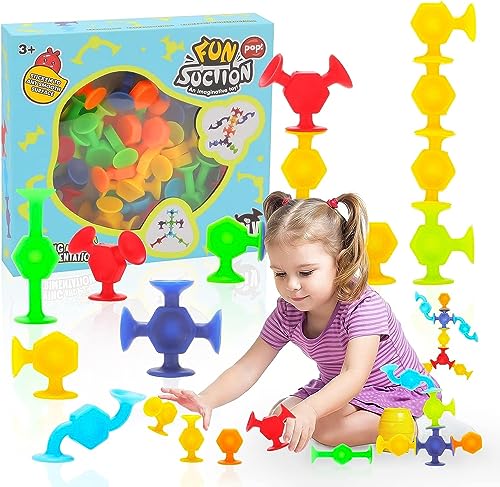 Saugnapf Spielzeug für Baby, 38 Stück Montessori Spielzeug ab 3 4 5 Jahre Sensorik Spielzeug, Kinder Badewannenspielzeug ab 3 Jahre von KFDDRN