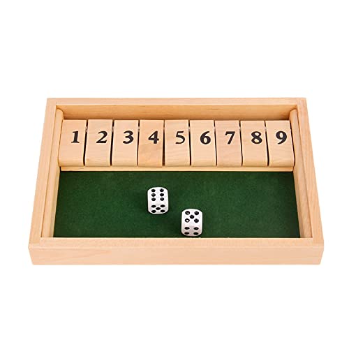 Shut The Box Game | Wooden Double Shutter Spiel | Schließen Sie die Box, Brettwürfelspiel mit 9-Zahlen-Deckel für Kinder Erwachsene Familien von KFDDRN