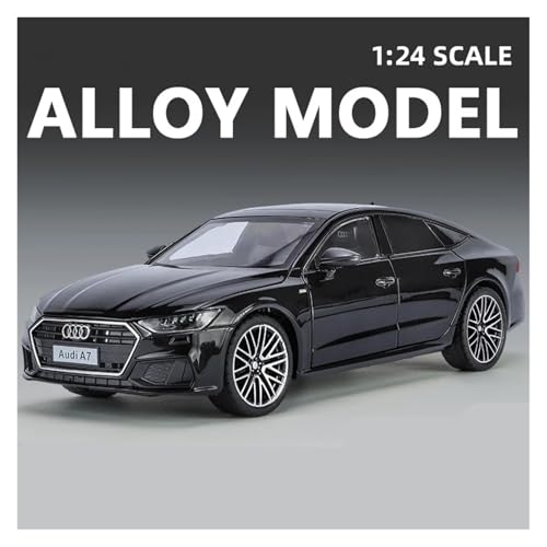 KFHBNI Sammlermodelle von Spielzeugautos 1:24 A7 Coupé Sportwagenmodell aus Legierung, Druckguss-Metallfahrzeuge, Automodell, Sound- und Lichtsimulation, Sammlung, Kinderspielzeug, Geschenke(Black) von KFHBNI