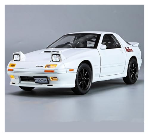 KFHBNI Sammlermodelle von Spielzeugautos 1:24 RX7 Sportwagenmodell aus Legierung, Druckguss-Metallspielzeug, Rennfahrzeuge, Automodell, Simulation, Ton und Licht, Kinderspielzeug, Geschenk(White) von KFHBNI