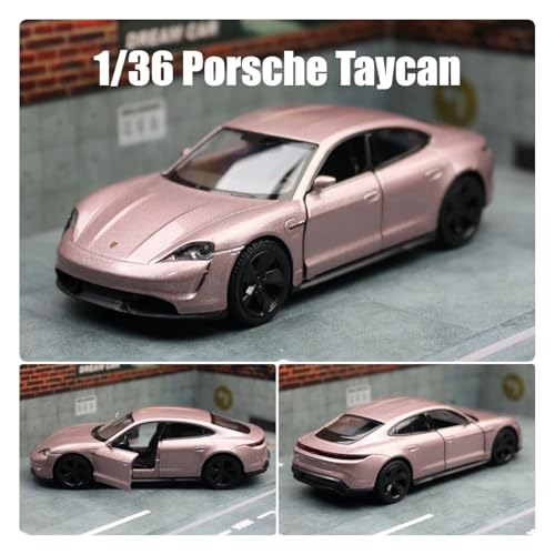 Sammlermodelle von Spielzeugautos 1/36 Porsche Taycan Spielzeugauto Modell für Kinder RMZ City Diecast Super Sport Miniatur Pull Back Collection Geschenk für Kind Jungen(Coffee) von KFHBNI