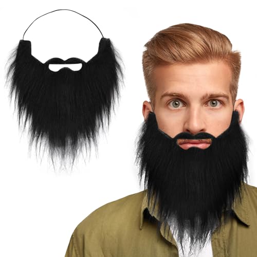 KFHENSOMR Fake Bart, 2 Stück Falscher Kostüm Whisker, Gefälschte Bärte Schnurrbärte für Weihnachtsfeier Erwachsene, Party-Künstlicher Bart, Halloween Lustiger Zubehör von KFHENSOMR
