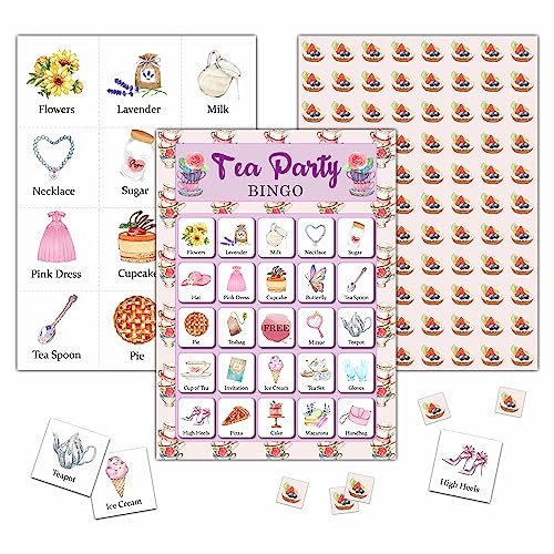 KFNER Garten-Teeparty-Bingo-Spielkarte – Bingo-Spiel-Set für 24 Spieler, Indoor-Outdoor-Aktivitäten, Brautparty, Geburtstag, Teeparty-Zubehör – A04 KFNER Garten-Teeparty-Bingo-Spielkarte – Bingo-Spiel-Set für 24 Spieler, Indoor-Outdoor-Aktivitäten, Brautparty, Geburtstag, Teeparty-Zubehör – A04 von KFNER
