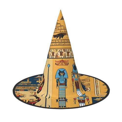 KFRXXZQB Ancient Egypt Tribe Series – Druck volle Abdeckung Halloween Hut – verstaubare Hexe Kopfbedeckung für Festivals, Larp und Partys, 2 Stück von KFRXXZQB