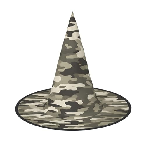 KFRXXZQB Armee-Hut mit digitalem Camouflage-Druck, volle Abdeckung, Halloween-Hut – verstaubare Hexen-Kopfbedeckung für Festivals, Larp und Partys, 1 Stück von KFRXXZQB