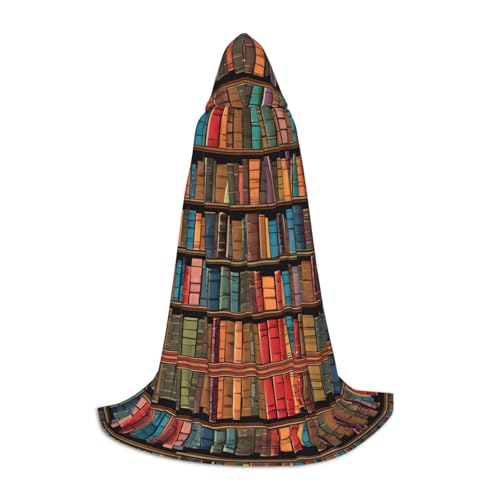 KFRXXZQB Bibliotheks-Bücherregal – bedruckter Jugendumhang mit Kapuze – verstellbarer, bedruckter Umhang für Halloween-Events, Schultheater und Kostüme, Größe S von KFRXXZQB