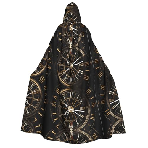 KFRXXZQB Clock Gear Halloween-Umhang für Erwachsene, mit Kapuze, vollständiger Druck, Gothic-Umhang für Festivals, Larp-Events und Themenpartys, mit maschinenwaschbarem Stoff von KFRXXZQB