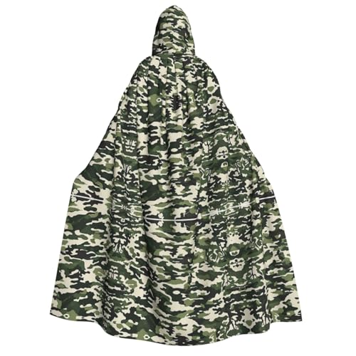 KFRXXZQB Cold Tree Camouflage-Druck, Erwachsenen-Halloween-Umhang mit Kapuze, vollständiger Druck, Gothic-Umhang für Festivals, Larp-Events und Themenpartys, mit maschinenwaschbarem Stoff von KFRXXZQB