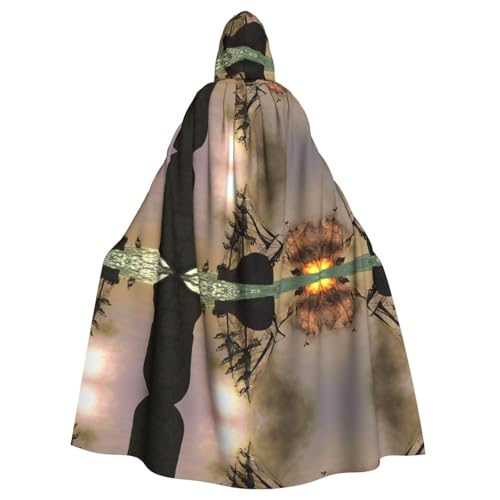 KFRXXZQB Cooles Piratenschiff – bedruckter Halloween-Umhang für Erwachsene – verstellbarer Kapuzenumhang für Partys, Gothic-Events und Festivals, maschinenwaschbar von KFRXXZQB