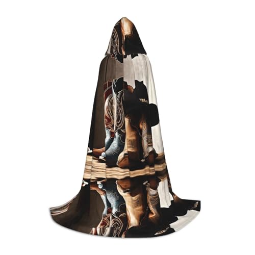 KFRXXZQB Cowboy-Umhang mit schwarzem Hut und Westernstiefeln, bedruckt, verstellbar, bedruckt, für Halloween, Schultheater und Kostüme, Größe L KFRXXZQB Cowboy-Umhang mit schwarzem Hut und Westernstiefeln, bedruckt, verstellbar, bedruckt, für Halloween, Schultheater und Kostüme, Größe L von KFRXXZQB