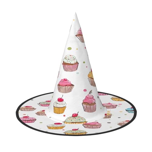 KFRXXZQB Delicious Cupcakes – Bedruckter Halloween-Hut – verstaubare Hexen-Kopfbedeckung für Festivals, Larp und Partys, 1 Stück KFRXXZQB Delicious Cupcakes – Bedruckter Halloween-Hut – verstaubare Hexen-Kopfbedeckung für Festivals, Larp und Partys, 1 Stück von KFRXXZQB