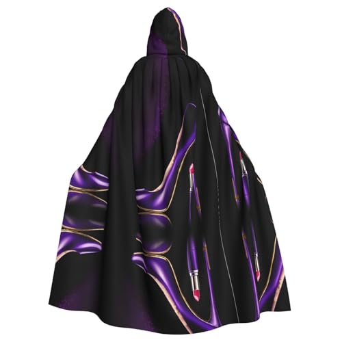 KFRXXZQB Eleganter lila High Heels mit Lippenstift-Druck, Halloween-Umhang für Erwachsene, verstellbarer Kapuzenumhang für Partys, Gothic-Events und Festivals, maschinenwaschbar KFRXXZQB Eleganter lila High Heels mit Lippenstift-Druck, Halloween-Umhang für Erwachsene, verstellbarer Kapuzenumhang für Partys, Gothic-Events und Festivals, maschinenwaschbar von KFRXXZQB