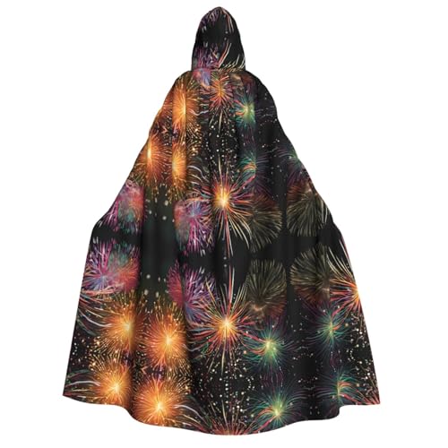 KFRXXZQB Explosion Feuerwerk 3D-Druck Erwachsene Halloween Umhang mit Kapuze – Volldruck Gothic Umhang für Festivals, Larp-Events & Themenpartys mit maschinenwaschbarem Stoff von KFRXXZQB