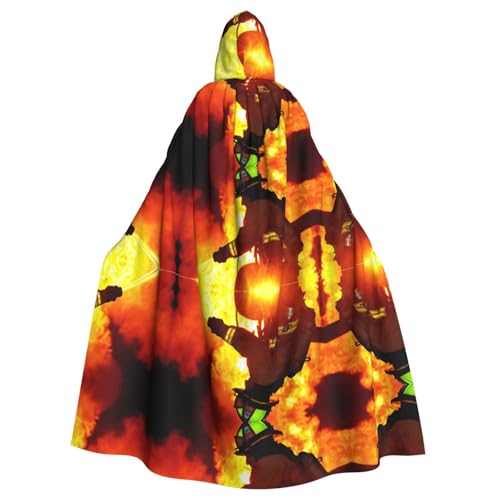 KFRXXZQB Feuerwehrmann Feuerwehrmann Flamme Druck Erwachsene Halloween Umhang verstellbar Kapuzenumhang für Partys, Gothic-Events und Festivals, maschinenwaschbar von KFRXXZQB