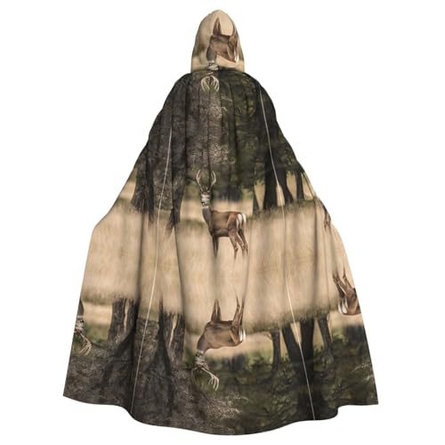 KFRXXZQB Free Whitetail Deer – Halloween-Umhang für Erwachsene – verstellbarer Kapuzenumhang für Partys, Gothic-Veranstaltungen und Festivals, maschinenwaschbar von KFRXXZQB
