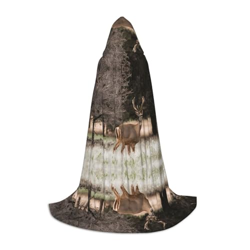 KFRXXZQB Free Whitetail Deer – Kapuzenumhang für Jugendliche, verstellbar, bedruckt, für Halloween, Veranstaltungen, Schultheater und Kostüme, Größe L von KFRXXZQB