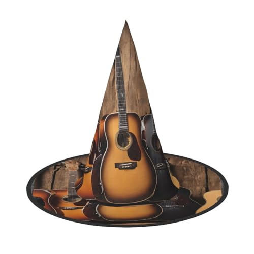 KFRXXZQB Gitarre, Bass, Musikinstrumente, Druck, volle Abdeckung, Halloween-Hut, verstaubare Hexen-Kopfbedeckung für Festivals, Larp und Partys, 2 Stück von KFRXXZQB
