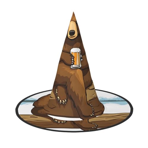 KFRXXZQB Halloween-Hut mit Bärenmotiv, volle Abdeckung, verstaubare Hexen-Kopfbedeckung für Festivals, Larp und Partys, 2 Stück von KFRXXZQB