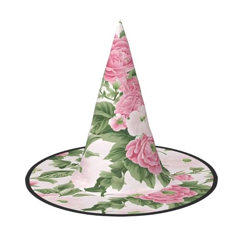 KFRXXZQB Halloween-Hut mit Blumendruck, volle Abdeckung, verstaubare Hexen-Kopfbedeckung für Festivals, Larp und Partys, 1 Stück von KFRXXZQB