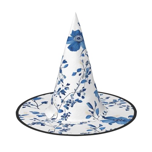 KFRXXZQB Halloween-Hut mit Blumendruck, volle Abdeckung, verstaubare Hexen-Kopfbedeckung für Festivals, Larp und Partys, 1 Stück von KFRXXZQB