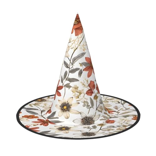 KFRXXZQB Halloween-Hut mit Blumendruck, volle Abdeckung, verstaubare Hexen-Kopfbedeckung für Festivals, Larp und Partys, 1 Stück von KFRXXZQB