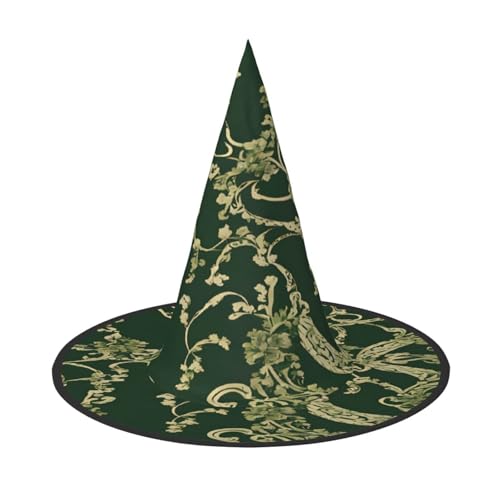 KFRXXZQB Halloween-Hut mit Blumendruck, volle Abdeckung, verstaubare Hexen-Kopfbedeckung für Festivals, Larp und Partys, 2 Stück von KFRXXZQB