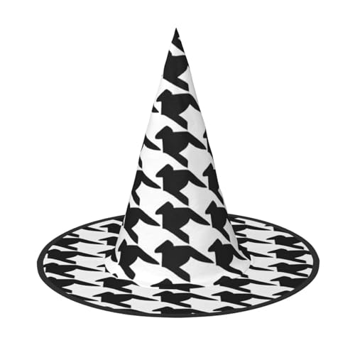 KFRXXZQB Halloween-Hut mit Hahnentrittmuster, volle Abdeckung, verstaubare Hexen-Kopfbedeckung für Festivals, Larp und Partys, 1 Stück KFRXXZQB Halloween-Hut mit Hahnentrittmuster, volle Abdeckung, verstaubare Hexen-Kopfbedeckung für Festivals, Larp und Partys, 1 Stück von KFRXXZQB