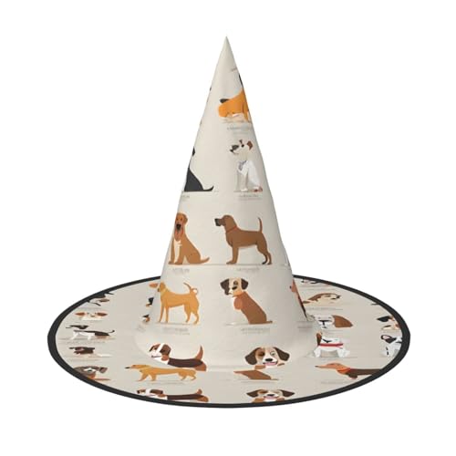 KFRXXZQB Halloween-Hut mit Hundemotiv, volle Abdeckung, verstaubare Hexen-Kopfbedeckung für Festivals, Larp und Partys, 2 Stück von KFRXXZQB