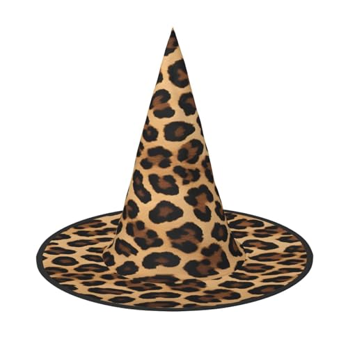 KFRXXZQB Halloween-Hut mit Leopardenmuster, volle Abdeckung, verstaubare Hexen-Kopfbedeckung für Festivals, Larp und Partys, 2 Stück von KFRXXZQB