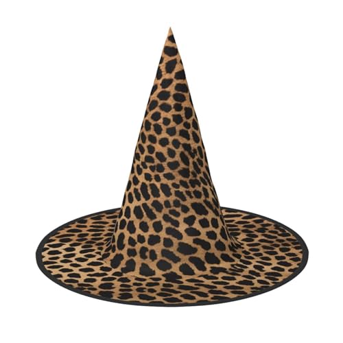 KFRXXZQB Halloween-Hut mit Leopardenmuster, volle Abdeckung, verstaubare Hexen-Kopfbedeckung für Festivals, Larp und Partys, 2 Stück von KFRXXZQB
