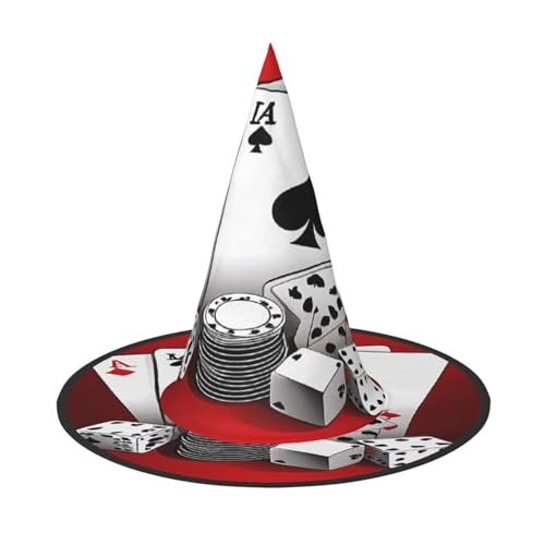 KFRXXZQB Halloween-Hut mit Pokerturnier, volle Abdeckung, verstaubare Hexen-Kopfbedeckung für Festivals, Larp und Partys, 2 Stück von KFRXXZQB