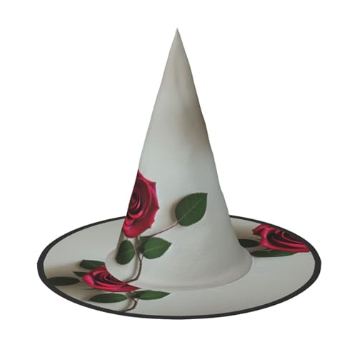 KFRXXZQB Halloween-Hut mit Rosen-Druck, volle Abdeckung, verstaubare Hexen-Kopfbedeckung für Festivals, Larp und Partys, 1 Stück von KFRXXZQB