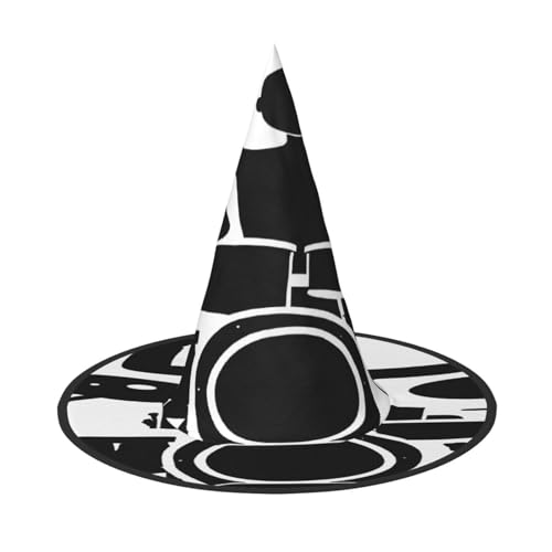 KFRXXZQB Halloween-Hut mit Schlagzeug-Druck, volle Abdeckung, verstaubare Hexen-Kopfbedeckung für Festivals, Larp und Partys, 2 Stück von KFRXXZQB