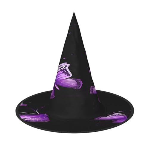 KFRXXZQB Halloween-Hut mit Schmetterlings-Druck, volle Abdeckung, verstaubare Hexen-Kopfbedeckung für Festivals, Larp und Partys, 1 Stück von KFRXXZQB